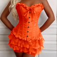 thumbnail image 2 of Women's Tennis Skirts Summer Multilayer Lace Trim Beachy Flowy Tiered Hemline Holiday Resort Wear Skirt For Women Orange L, 2 of 4