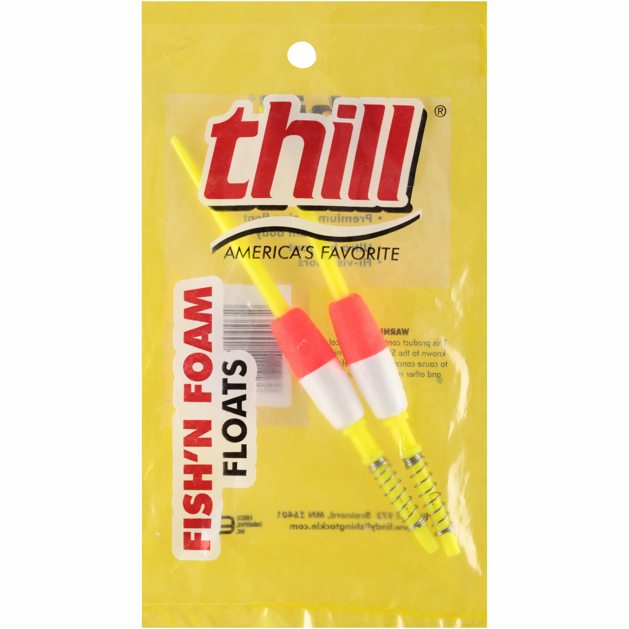 Thill Fish'n Foam Floats Cigar Spring Stick 1 1/2 in. Fishing Float Red  White 