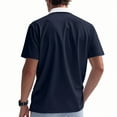 thumbnail image 3 of ohmzyzo Mens Polo Shirts Quarter Zip Short Sleeve Shirts Casual Classic Lightweight Golf Collared Shirt with Pocket Navy Blue 3XL, 3 of 8
