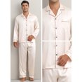 thumbnail image 4 of DARING DIVA Men's 2-Piece Homewear Button Down Long Sleeve Shirt 2XL Champagne, 4 of 6