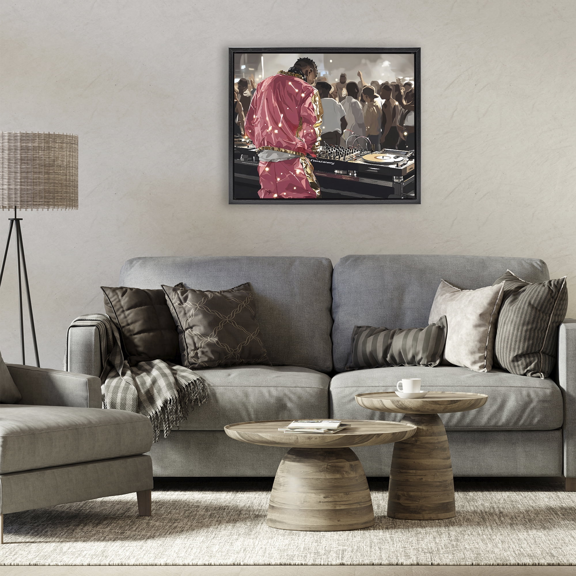 Stupell Industries DJ Performance At Nightclub Black Framed Floater Canvas Wall Art, design by Franklyn Gregory