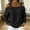 Black, variant on Metal Buckle Straps + Off-Shoulder – Women's Vacation Long Sleeve Top, Dropped Shoulder, Solid Color Casual Outfit Black，M