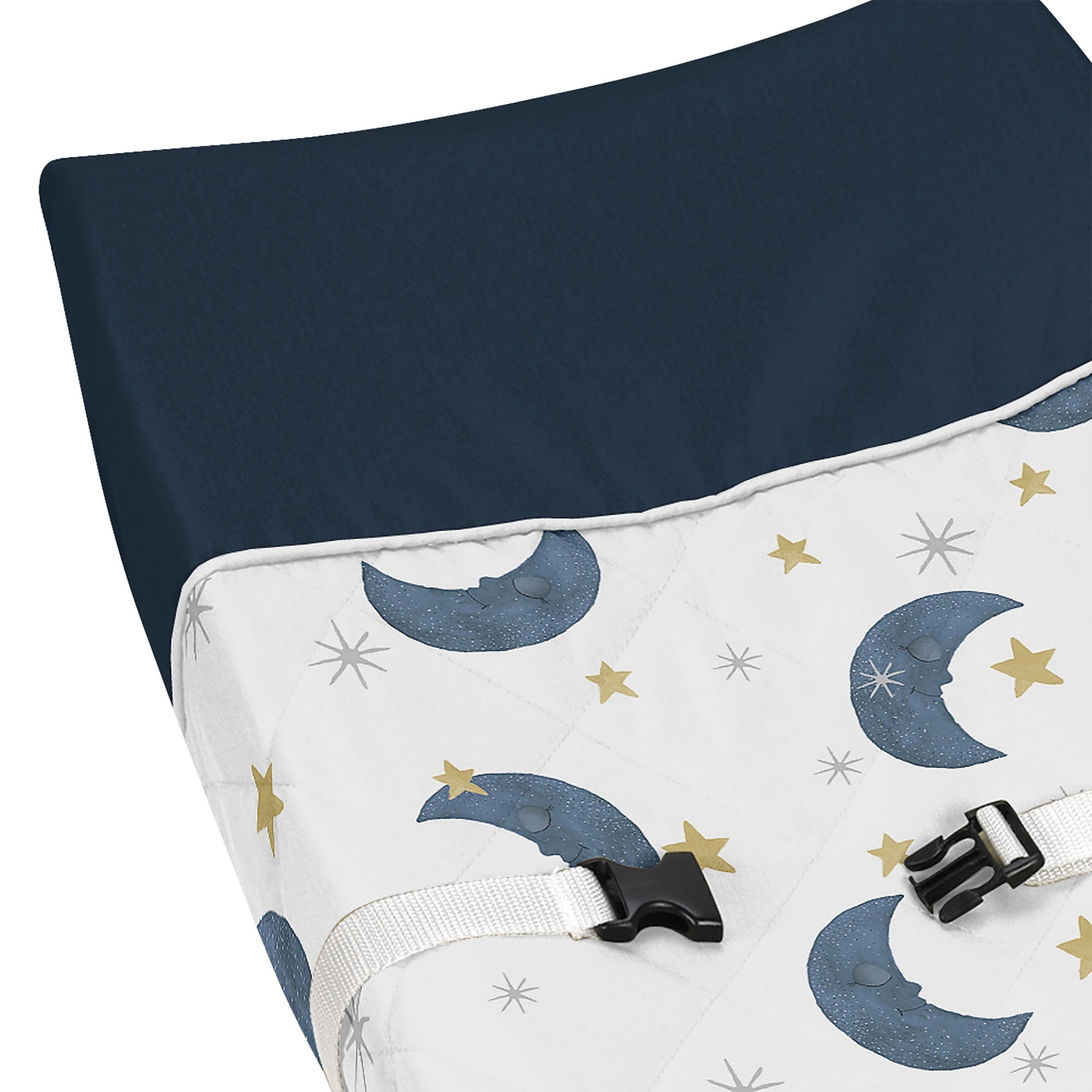 Sweet Jojo Designs Moon Bear Blue and Gold Changing Pad Cover