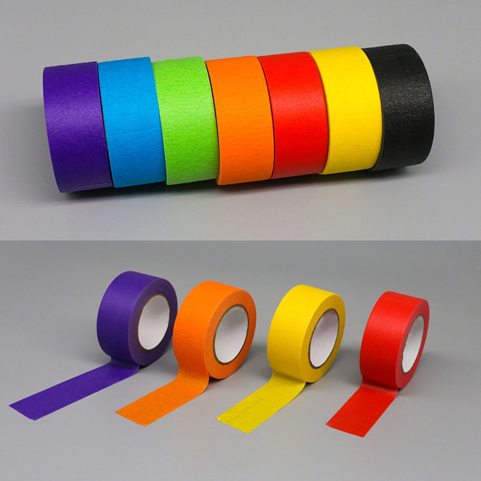 Colored Masking Tape 7/12Roll Multi Pack Colorful Craft Tape Vibrant Rainbow Colored Painters Tape for Arts & Crafts