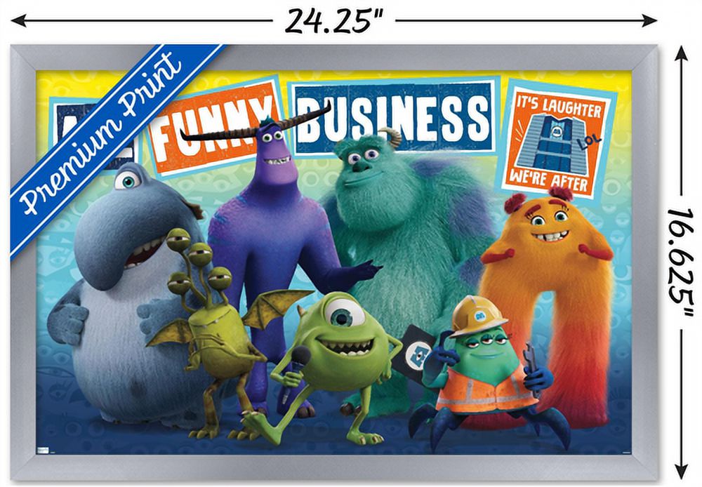 Disney Monsters at Work - Funny Business Wall Poster, 14.725" x 22.375", Framed
