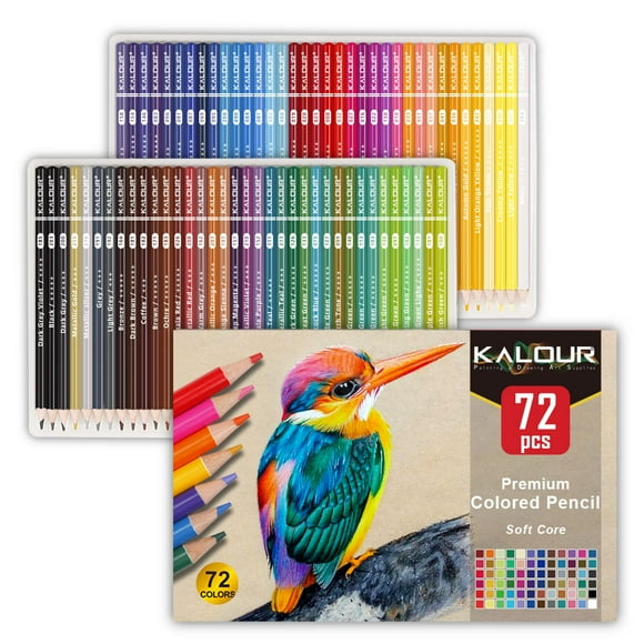 Lápices de Colores KALOUR Juego de 72 Unidades con Núcleo Suave para Dibujo