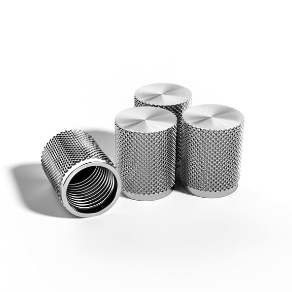 STEEL HAWK Custom Engraved Precision CNC Machined Stainless Steel Extended Knurled Tire Air Valve Caps, Wheel Tyre Stem Covers for Cars- 4 Pack - PVD Blue