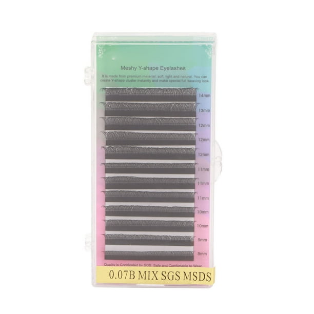 Pestañas postizas de volumen suave, 0,07 B de grosor, con doble punta de pelo, pestañas profesionales en abanico, 8-14 mm, mezcla