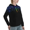 thumbnail image 6 of Xecao Black Blue Glitter Sparkles Pattern Hoodies for Women Sweatshirts Long Sleeve Sweatshirts Pullover Outfits with Pocket-Small, 6 of 7