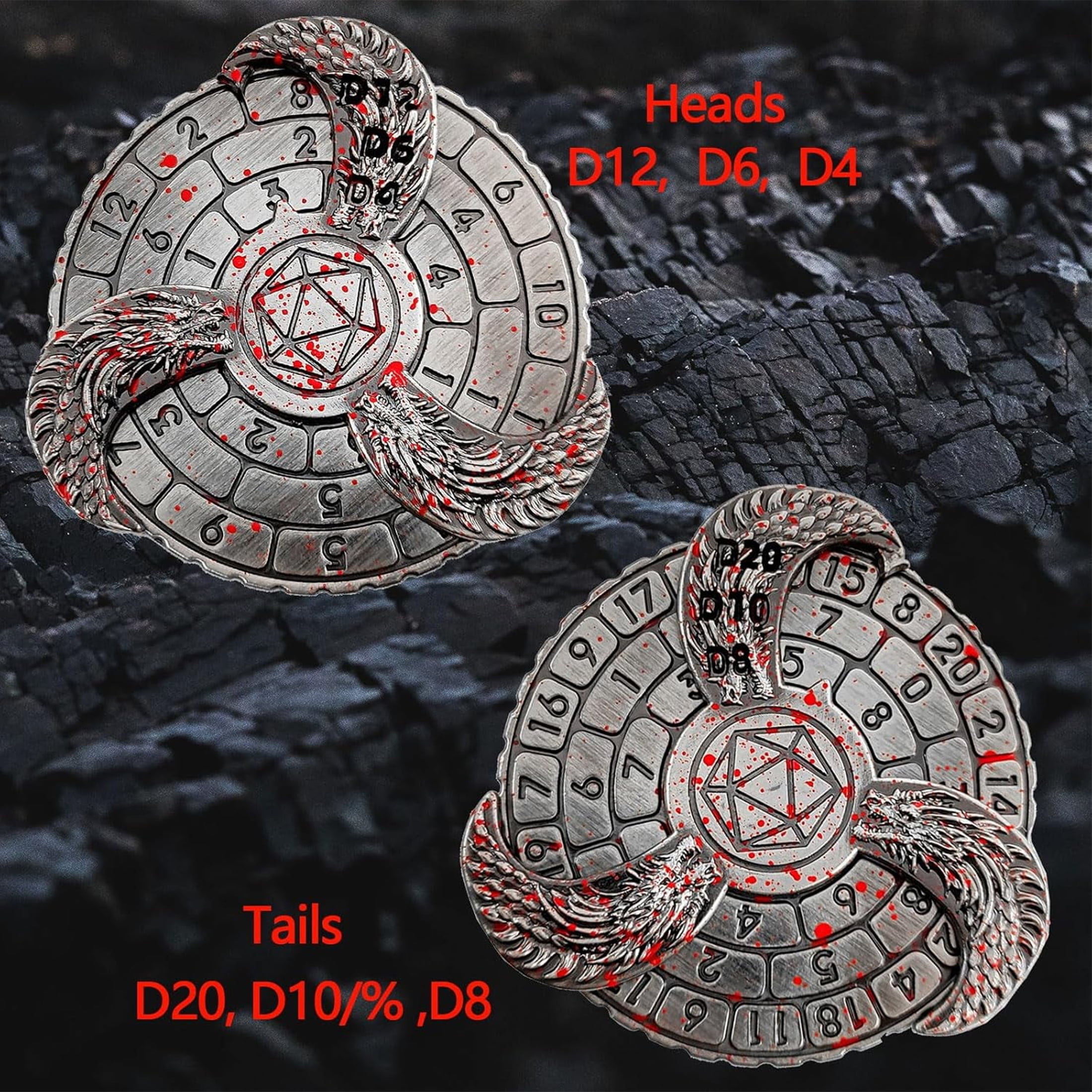 Spinning Mechanical Dice Spinner, Metal Polyhedral D&D Roulette Dice
