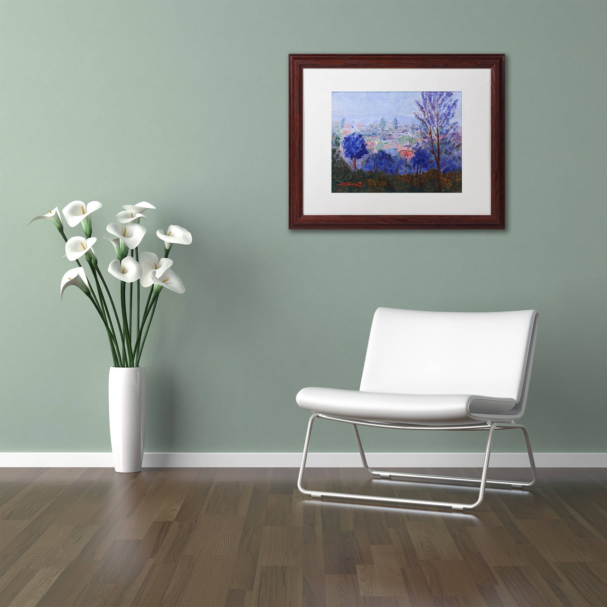 Trademark Fine Art "Mystic Town" Canvas Art by Manor Shadian White Matte, Wood Frame