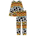 thumbnail image 5 of SCRAWLGOD Aztec Ethnic Women's Cow Print Pajamas for Women Sleepwear Long Sleeve Size 2XL Crewneck Ladies 2 Piece Outfits Lightweight Graphic Pjs Fall, 5 of 6