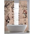 thumbnail image 5 of Sweet Home Sheer Curtains 96 Inch Length 2 Panels Set Window Treatments, Western Stars Bird Houses Brown Wooden Grain Rod Pocket Semi Curtains for Living Room/Bedroom/Kitchen Décor, 104"W x 96"L, 5 of 7