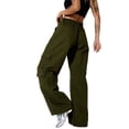 thumbnail image 4 of Liacowi Women Juniors Casual Baggy Cargo Pants Wide Leg Trousers Loose Oversized Hippie Punk Sweatpants Joggers Streetwear with Multiple Pocket, 4 of 6