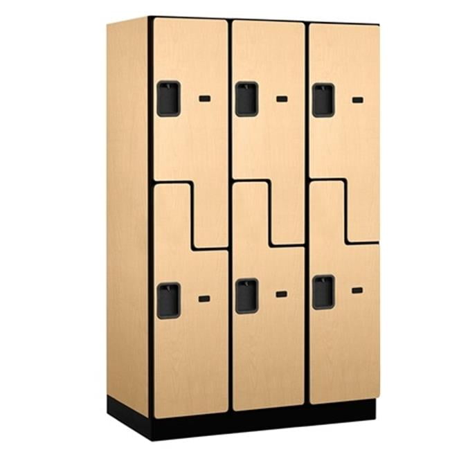 Black 4-Tier Extra Designer Wood Locker with Three Wide Storage Units Salsbury Industries 6-Feet High by 21-Inch Deep