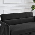 thumbnail image 5 of 55'' Convertible Sofa Bed,Velvet Loveseat Sofa with Pull Out Bed, Modern Sleeper Sofa with 2 Detachable Arm Pockets and 2 Pillows,Adjustable Backrest and Grid Design Armrests for Living Room,Black, 5 of 7