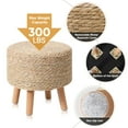 thumbnail image 6 of Foot Stool Ottoman Natural Seagrass Hand Weave, Poufs Wicker Round Ottoman for Couch Desk Soft Step Stool Padded Foot Rest with 4 Non-Skid Wood Legs for Living Room, Bedroom, Entryway, 6 of 6
