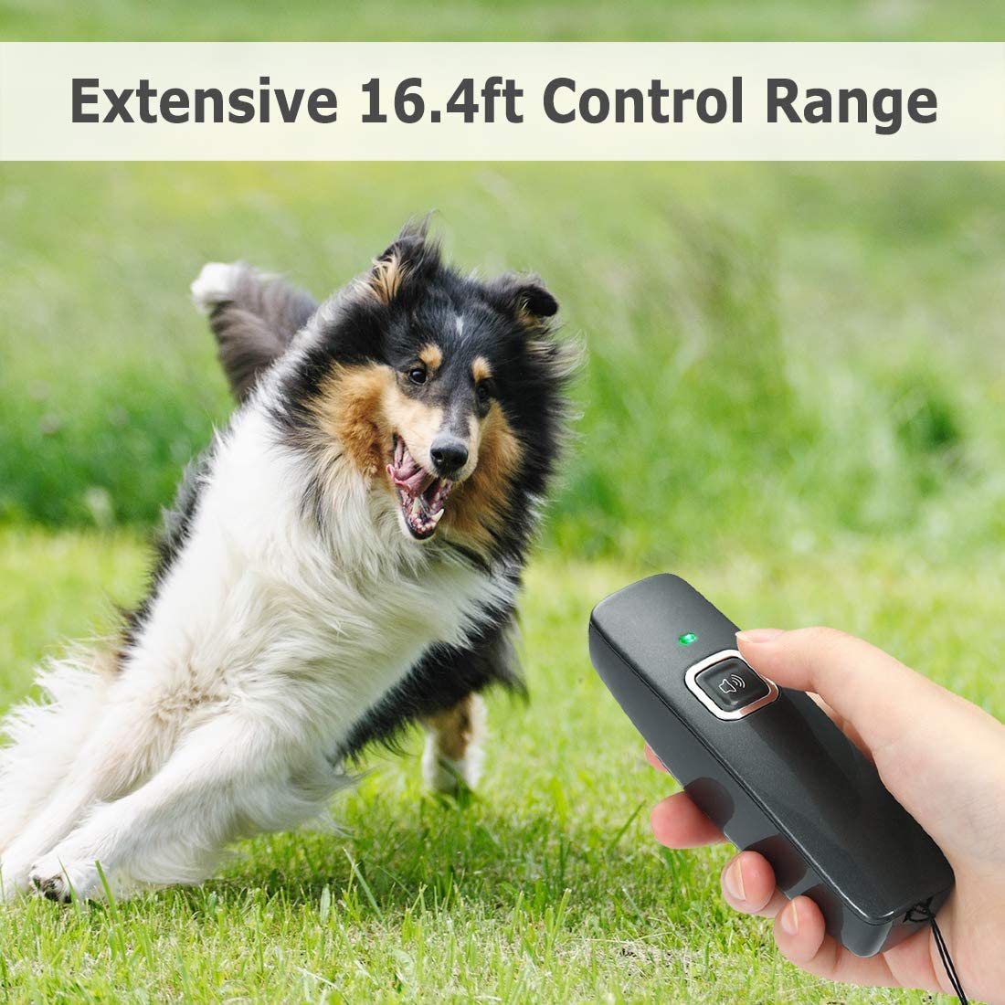 Dycsin Ultrasonic Dog Bark Deterrent Handheld Dog Training Device Outdoor Indoor 2 in 1 Anti Barking Device Rechargeable Variable Frequency Dog Barking Deterrent Devices