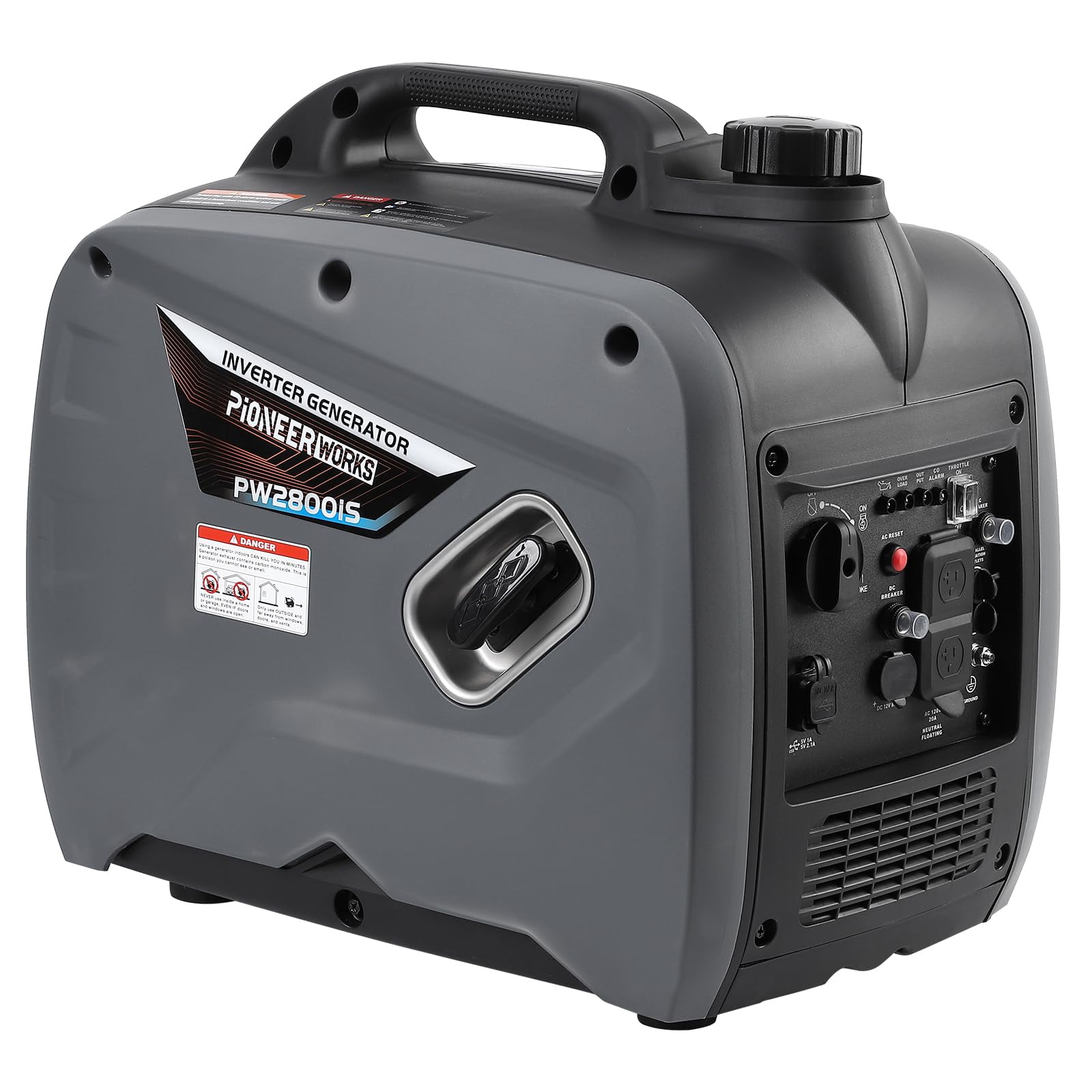 WhizMax 2500W Portable Inverter Generator, Ultra Quiet Gas Engine with CO-Monitoring and Alarm EPA Compliant