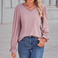 thumbnail image 6 of Kaemgyyd V Neck T Shirts for Women Plus-Size Lace Ruffle Long Sleeve Blouse Casual Hollow out Fashion Tunic Tops, 6 of 6