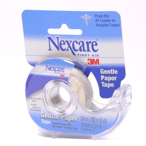 6 Pack Nexcare Gentle Paper First Aid Tape With Dispenser, 3/4 in x 8 yard Each