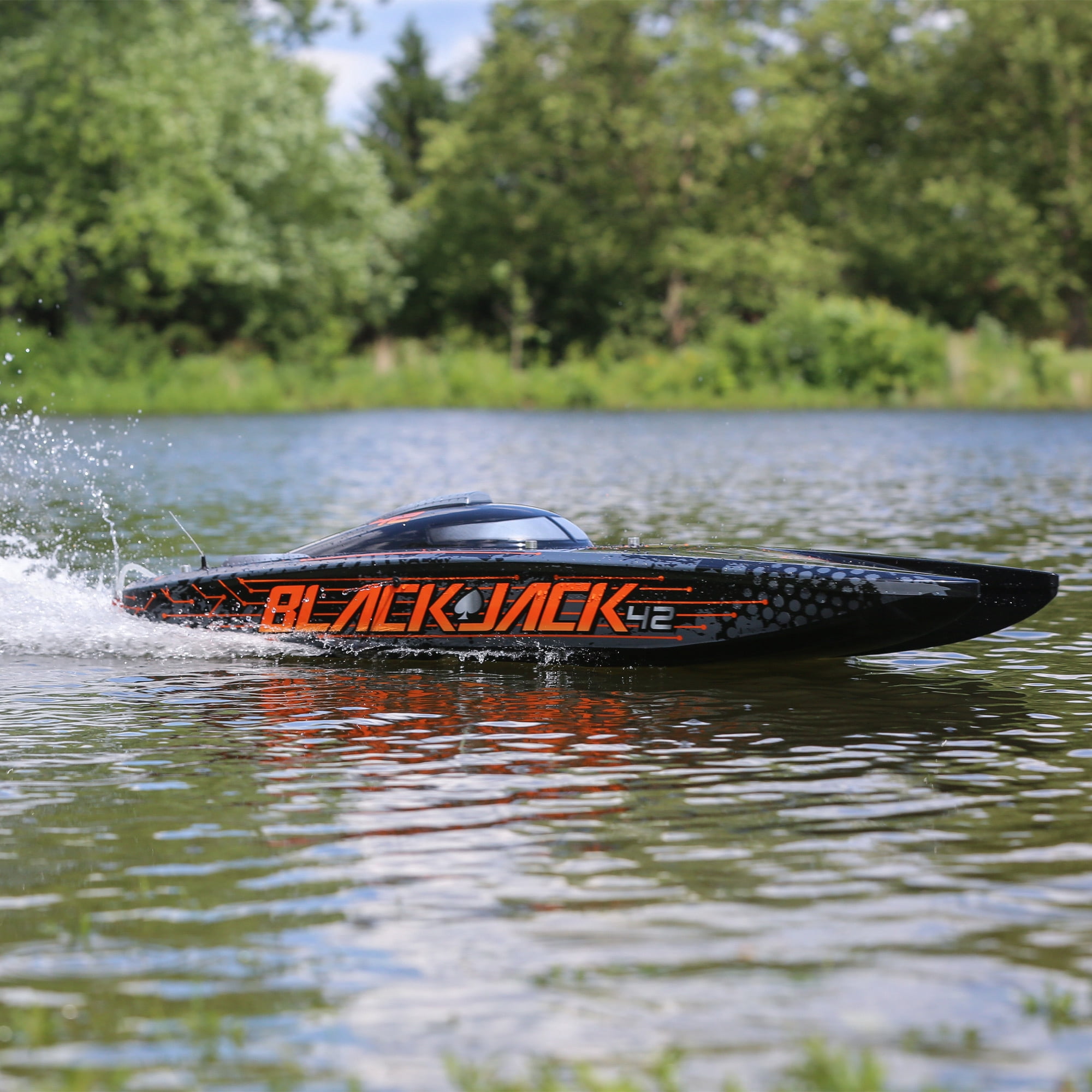 Pro Boat RC Blackjack 42" 8S Brushless Catamaran RTRBattery and Charger Not included Black/Orange PRB08043T1 Boats RTR Electric