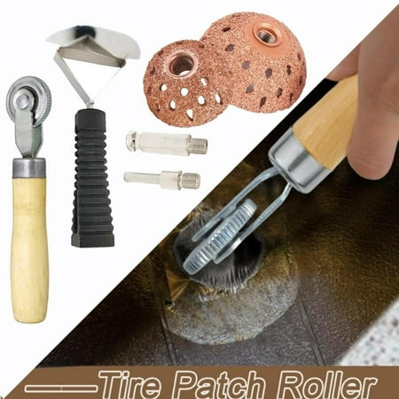 1set Tire Repair Patch Tools, 42 Mm 55 Mm Tungsten Steel Buffing Wheel With Tire Patch Roller Scraping Cutter For Car Tire Grinding Polishing Accessories Kit