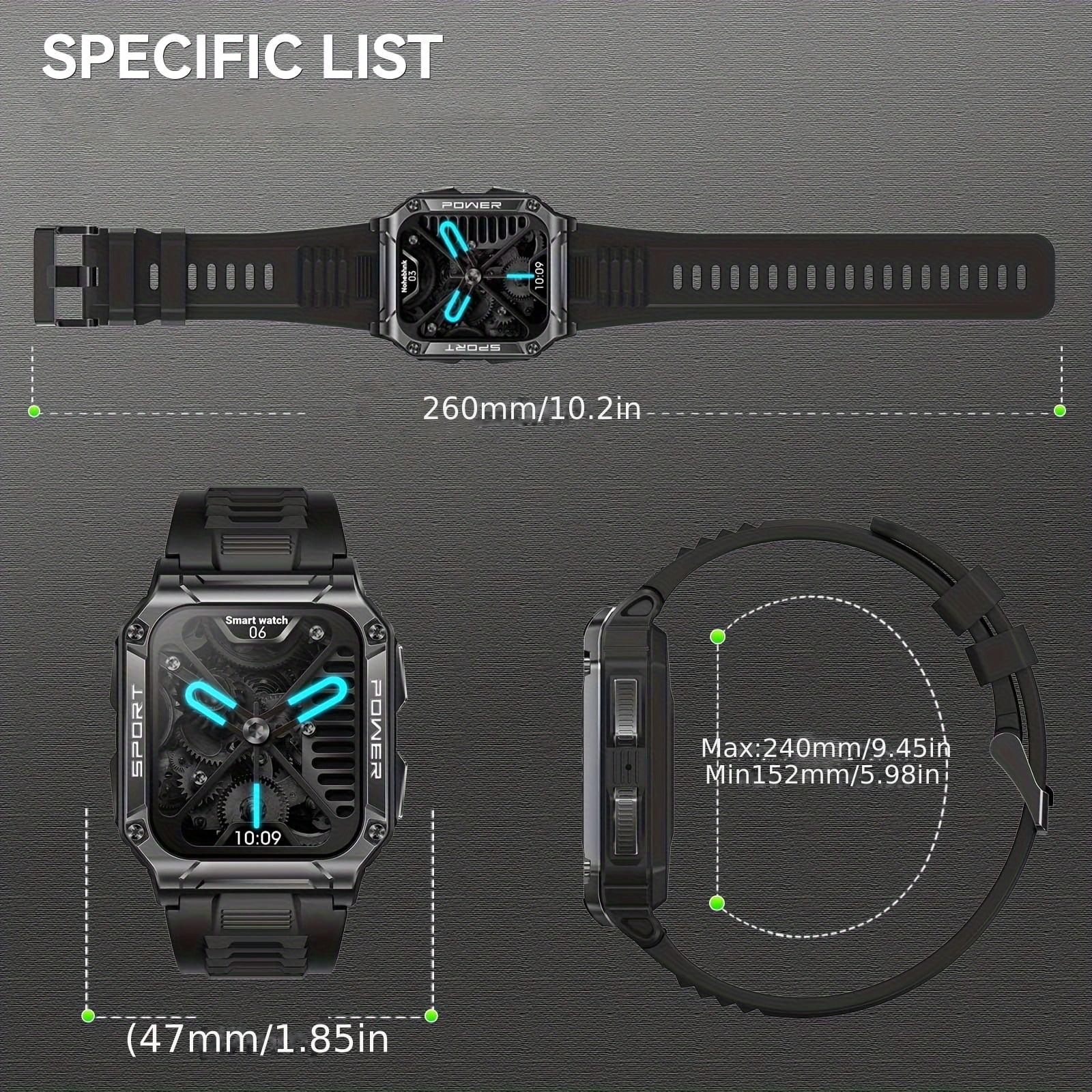 Cyberdyer Men's Smart Watch 1.95" Ultra-Clear Large Screen, 100+ Sports Modes, IP68 Waterproof,20-Day Standby, Compatible with Samsung/iPhone/Android, Thanksgiving & Halloween Gift