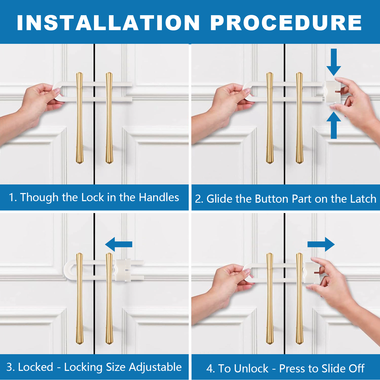 BUSATIA Cabinet Locks, U-Shaped Childproof, 10-Pack photo 3