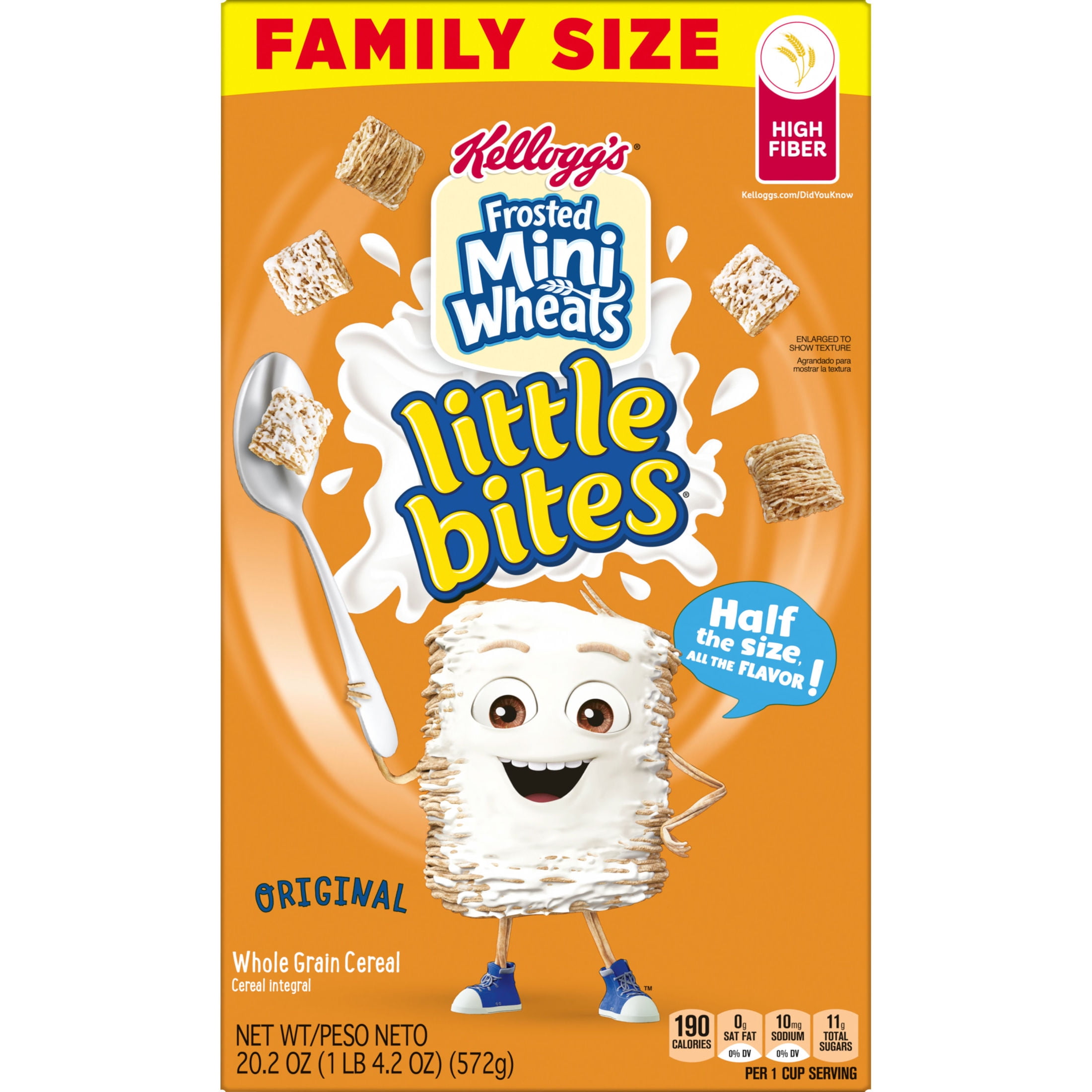 (3 pack) Kellogg's Frosted Mini-Wheats Little Bites Original Breakfast Cereal, Kids Cereal, Family Size, 20.2 oz