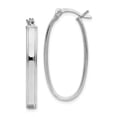 thumbnail image 1 of 925 Sterling Silver Beveled Edge 4mm Oval Hoop Earrings, 1 of 6