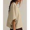 thumbnail image 3 of Czanzd Women's Oversized Cotton T Shirt Loose Fit Casual Short Sleeve Summer Top 2026 Vintage Washed Basic Tees(Khaki,XL), 3 of 5