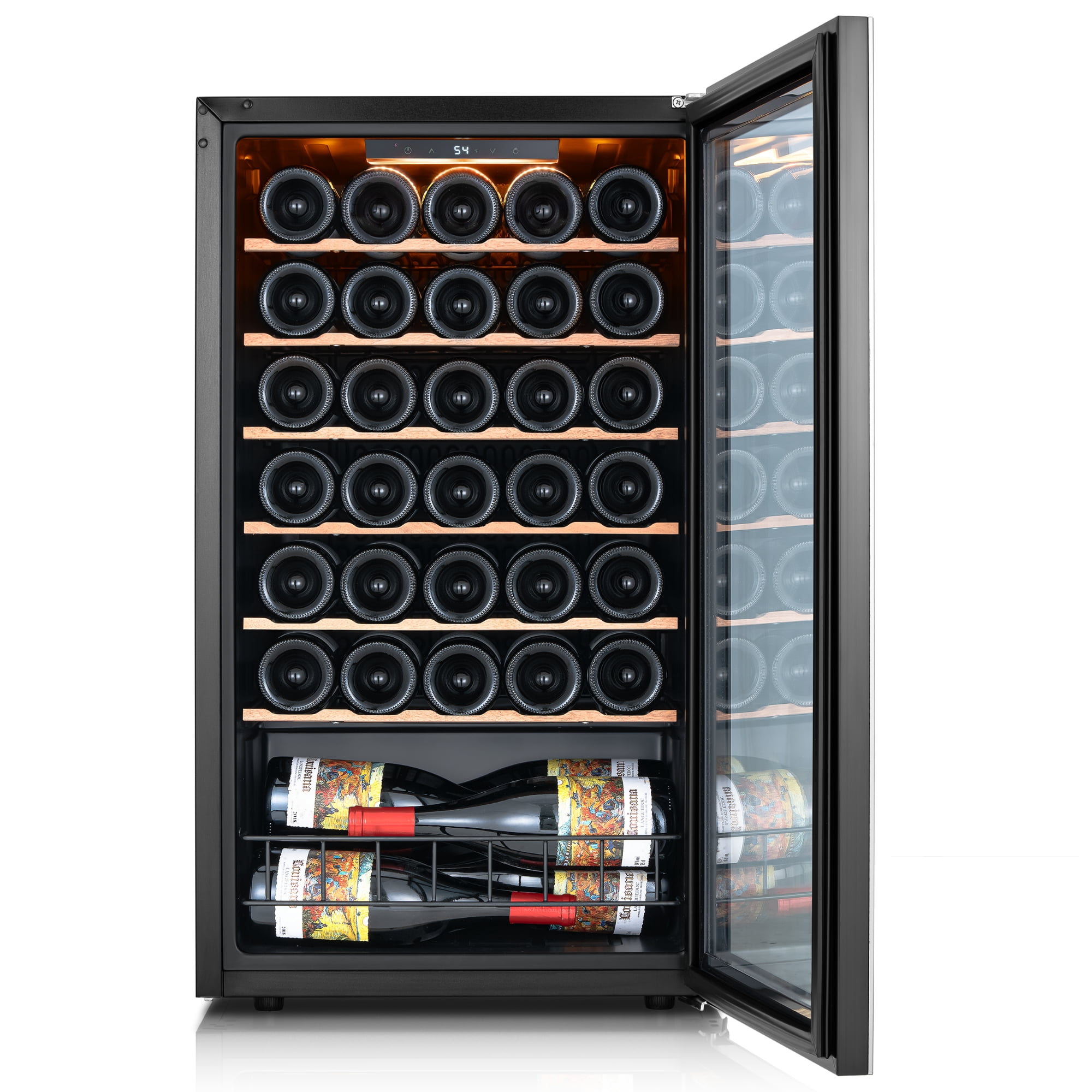 Ca'Lefort Wine Cooler Refrigerator, 3.35 cu.ft. Mini Wine Fridge Freestanding Wine Chiller with Double-Layer Glass Door for Home/Office