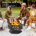 thumbnail image 2 of Yardi Yarda 28" Fire Pit with Grill Hexagon, Fireplace Wood Burning Firepit with Cooking Grate, Firepit with Fire Poker and Spark Screen Lid for Outdoor, Black, 2 of 7