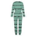 thumbnail image 5 of QUYUON Womens Pajama Set Striped Print Soft Long Sleeve Tops with Pants Two Piece Outfits for Women Tracksuit Sweat Suits Workout Jogging Sets Loungewear with Pocket Y-6 Green S, 5 of 5