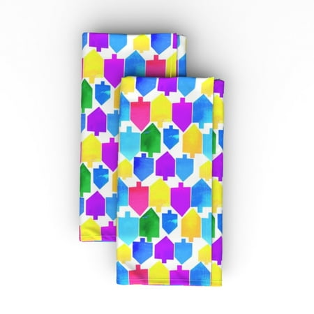 

Cotton Sateen Dinner Napkins (Set of 2) - Hanukkah Holiday Colorful Nursery Mosaic Watercolor Print Cloth Dinner Napkins by Spoonflower