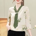 thumbnail image 3 of Women's 3/4 Sleeve Tops Chiffon Blouse V-neck Shirt, 3 of 4