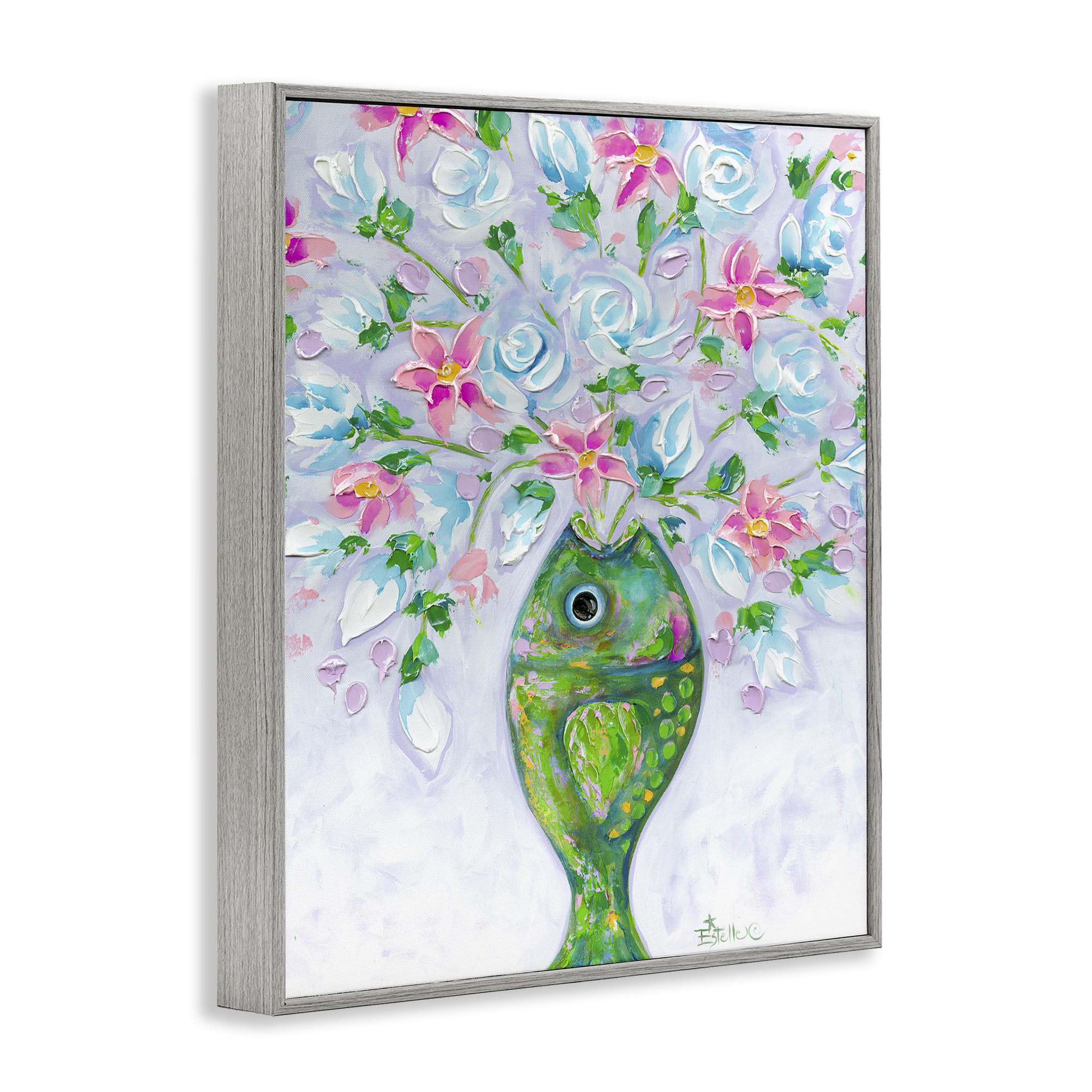Stupell Industries Nautical Fish Bouquet Botanical & Floral Painting Gray Framed Art Print Wall Art, 24 x 30