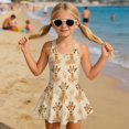 thumbnail image 3 of DISNIMO Giraffe Print Girls One Piece Swimsuits Sleeveless Swim Dress for Kids Girls Hawaiian Summer Swimwear with Skirt, 3 of 8