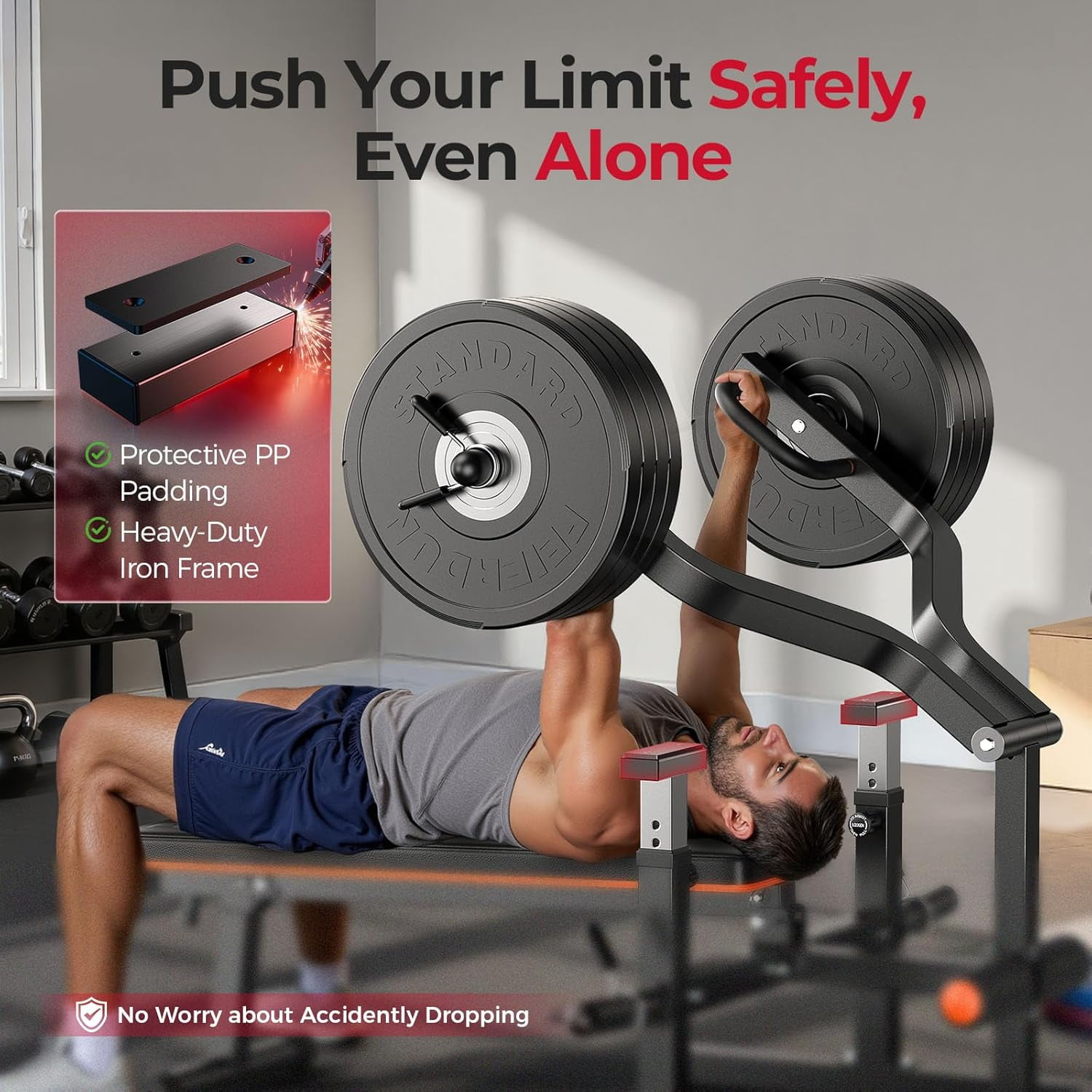 FED Fitness 3-Grip U-Handles Chest Press Machine with 1250LBS Capacity, 11+3 Adjustable Positions, Flat Incline Bench for Chest, Arms, Abs & Shoulder Home Gym |FED Fitness