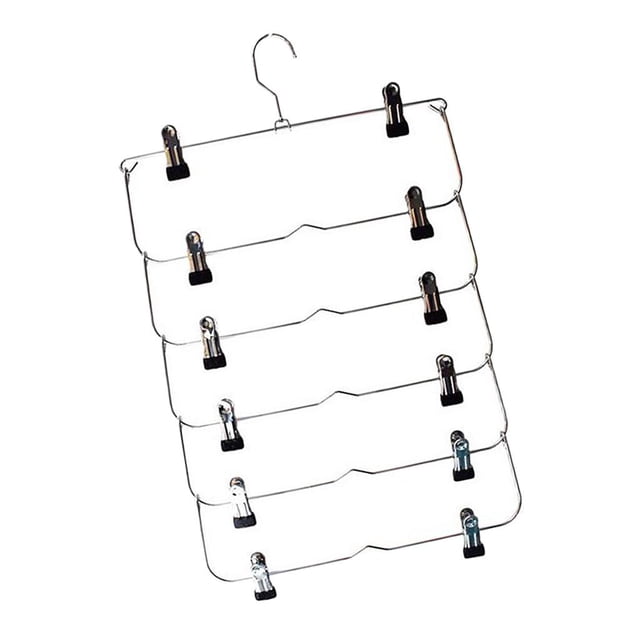 Perchas para Faldas de 6 Niveles, Perchas para Pantalones Que Ahorran Espacio Perchas Resistentes Multiusos Jeans Perchas para Faldas Flojas con Clips Negro Soledad Organizador de pantalones de faldas