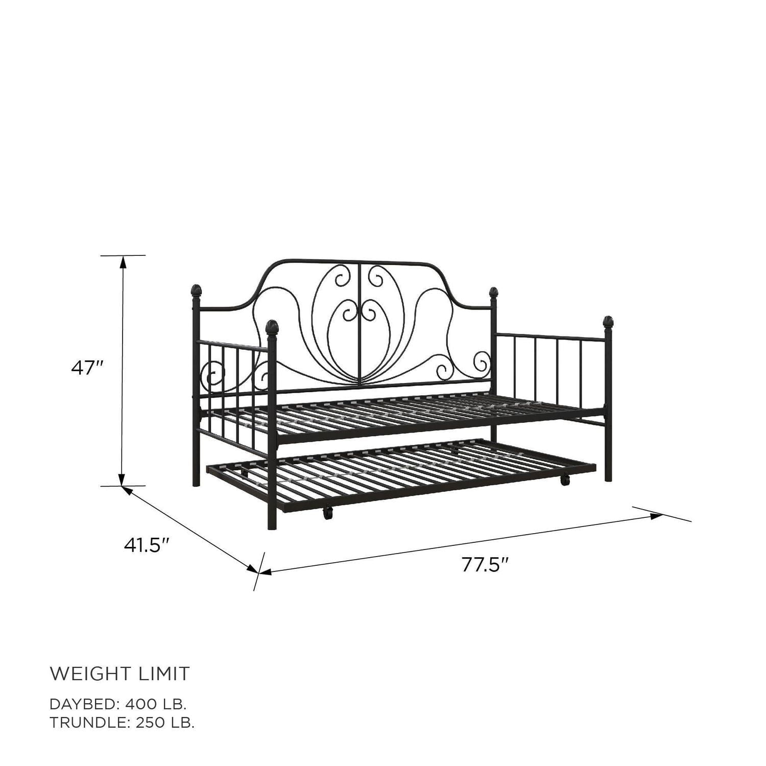 DHP Ivorie Metal Daybed with Trundle