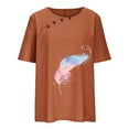thumbnail image 4 of Womens Tops Under $10 濂冲＋瀹芥澗缇芥瘺鍗拌姳妫夐夯鐭濂冲＋濂楀ご琛～濂?鐭鍦嗛涓婅。/琛～ Orange L, 4 of 6