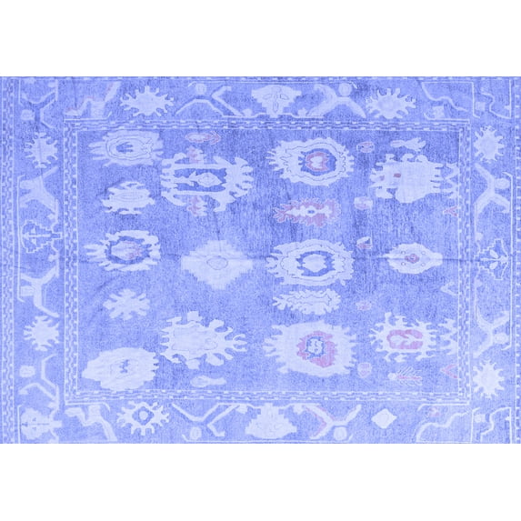 Ahgly Company Machine Washable Indoor Rectangle Abstract Blue Modern Area Rugs, 2' x 4'