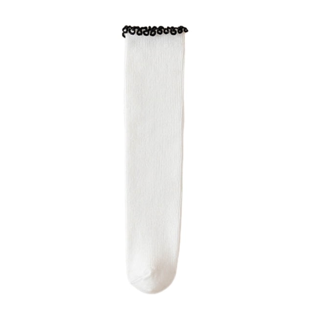 YUNAFFT Girls Cotton Lace Trim Ruffles Cuff Comfortable Breathable Stackable Ankle Socks for 6-14Y