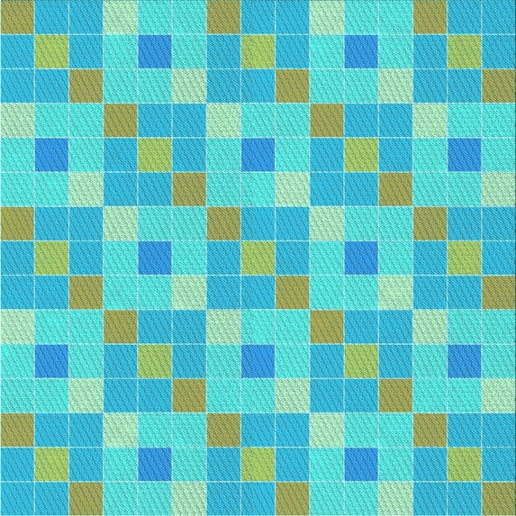 Ahgly Company Machine Washable Indoor Square Transitional Bright Turquoise Blue Area Rugs, 5' Square