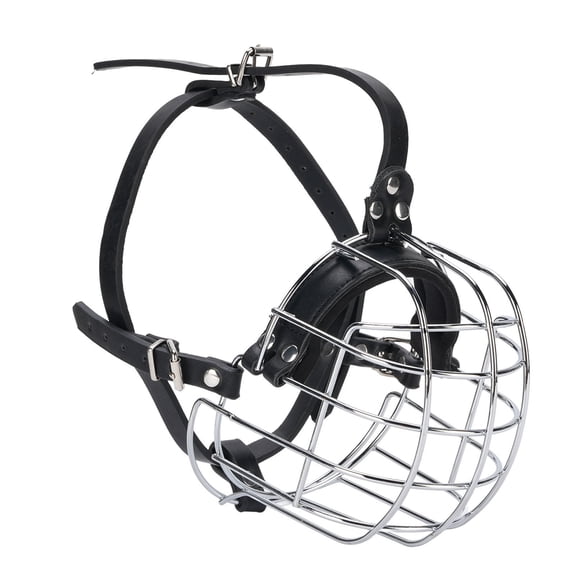 BOKYAN Metal Wire Dog Muzzle with PU Leather Straps, Breathable Cage for Medium‑Large Breeds, Bite & Bark Prevention