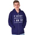 thumbnail image 5 of History Repeats Itself Dinosaur Pet Zip Up Hoodie Men's Women's Brisco Brands X, 5 of 6