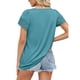 thumbnail image 4 of Camiseta informal holgada de manga corta con ribete de encaje verde pavo real para mujer, 4 of 6