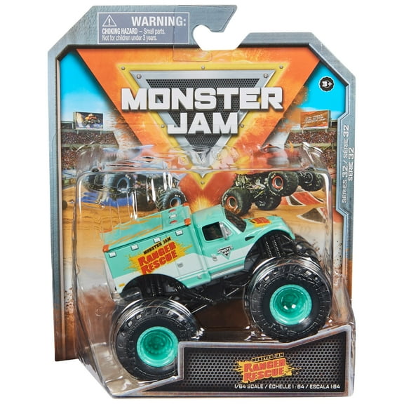 Monster Jam, Official Ranger Rescue Monster Truck, Die-Cast Vehicle, 1:64 Scale, Kids Toys for Boys Ages 3 and up
